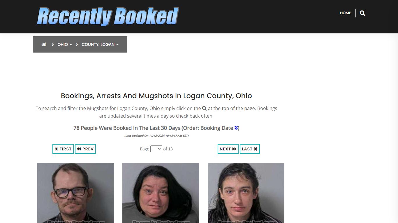 Bookings, Arrests and Mugshots in Logan County, Ohio - Recently Booked